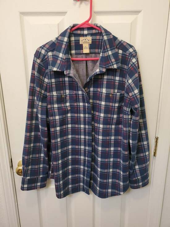 Blue Mountain Tops - Blue Mountain Women's Long Sleeve Button-Down Plaid Flannel Shirt
